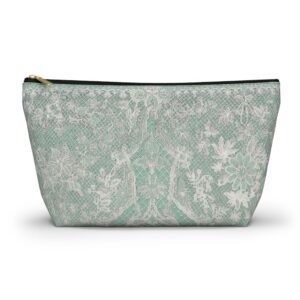 Mint Lace Pattern Accessory Pouch — T-Bottom Makeup Bag