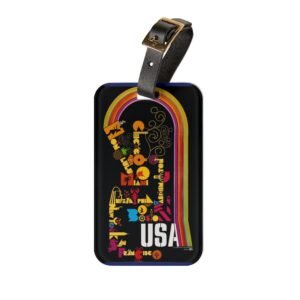 USA Retro Rainbow Luggage Tag – Colorful Vintage Travel ID