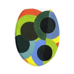 Abstract Colorful Circles Bath Mat Set — 3-Piece Geometric Bathroom Rug