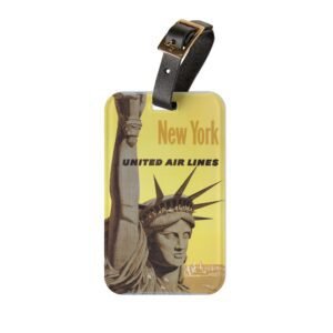 New York Statue of Liberty Luggage Tag – Vintage United Air Lines Travel ID