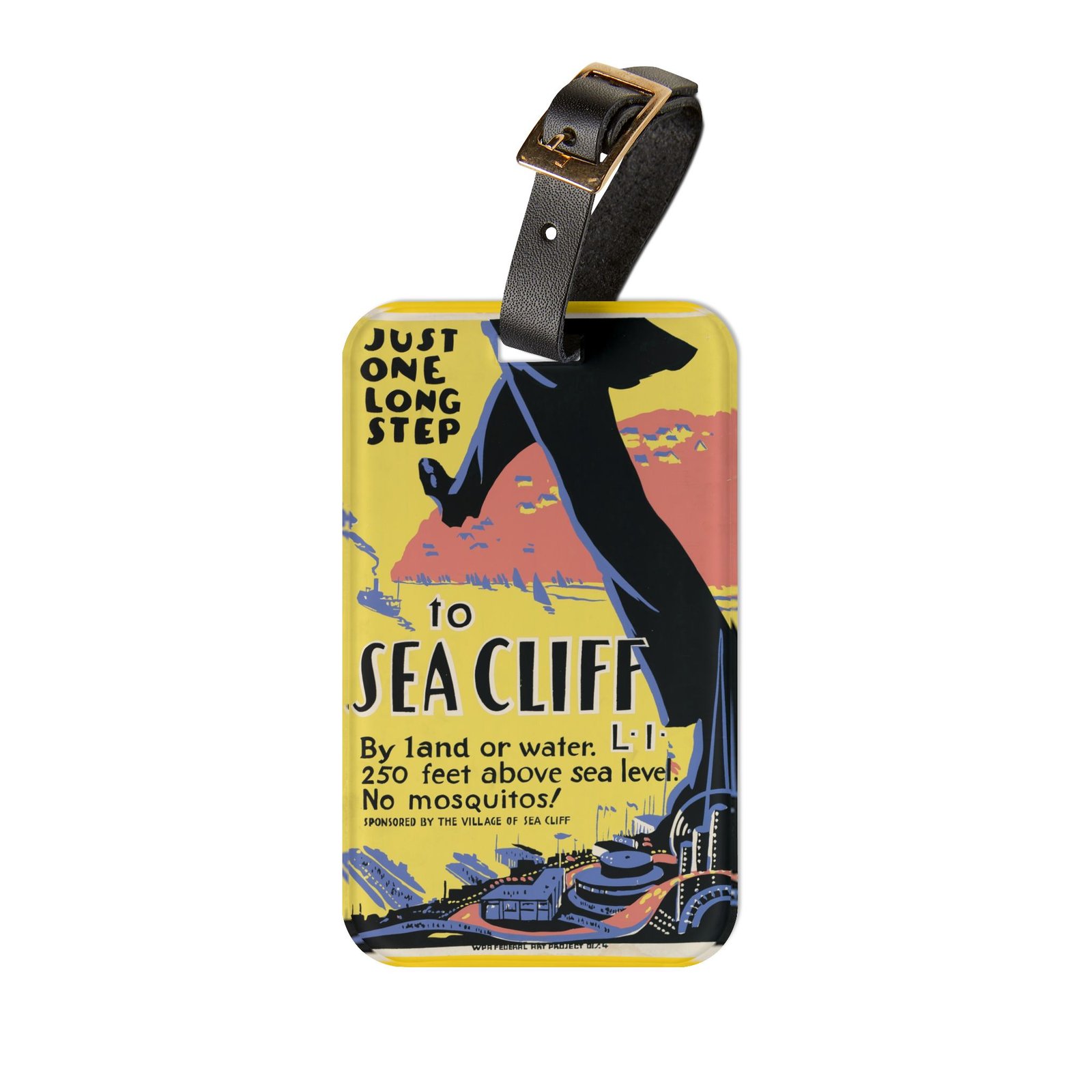 Vintage ‘Just One Long Step to Sea Cliff’ Luggage Tag