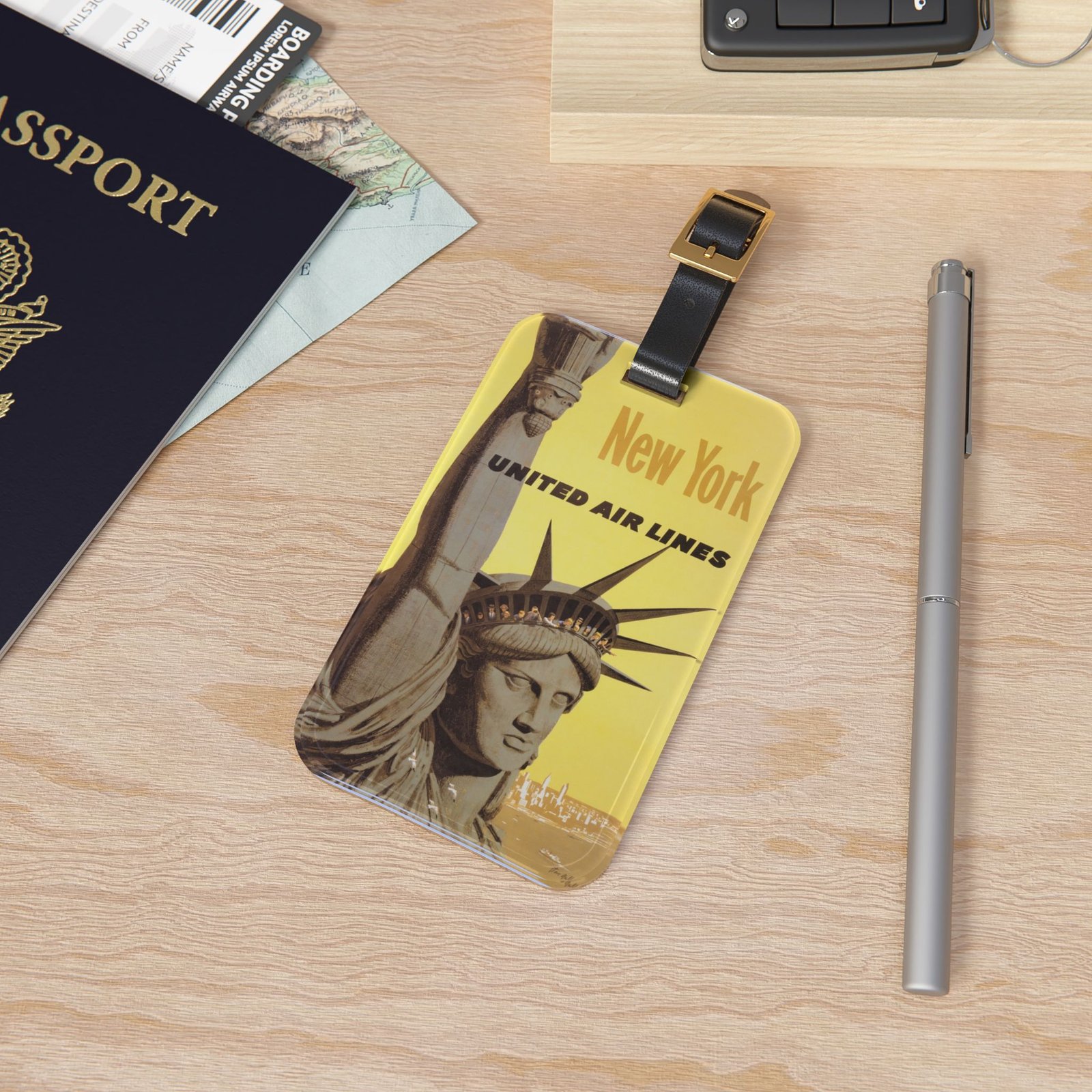 New York Statue of Liberty Luggage Tag – Vintage United Air Lines Travel ID - Image 4