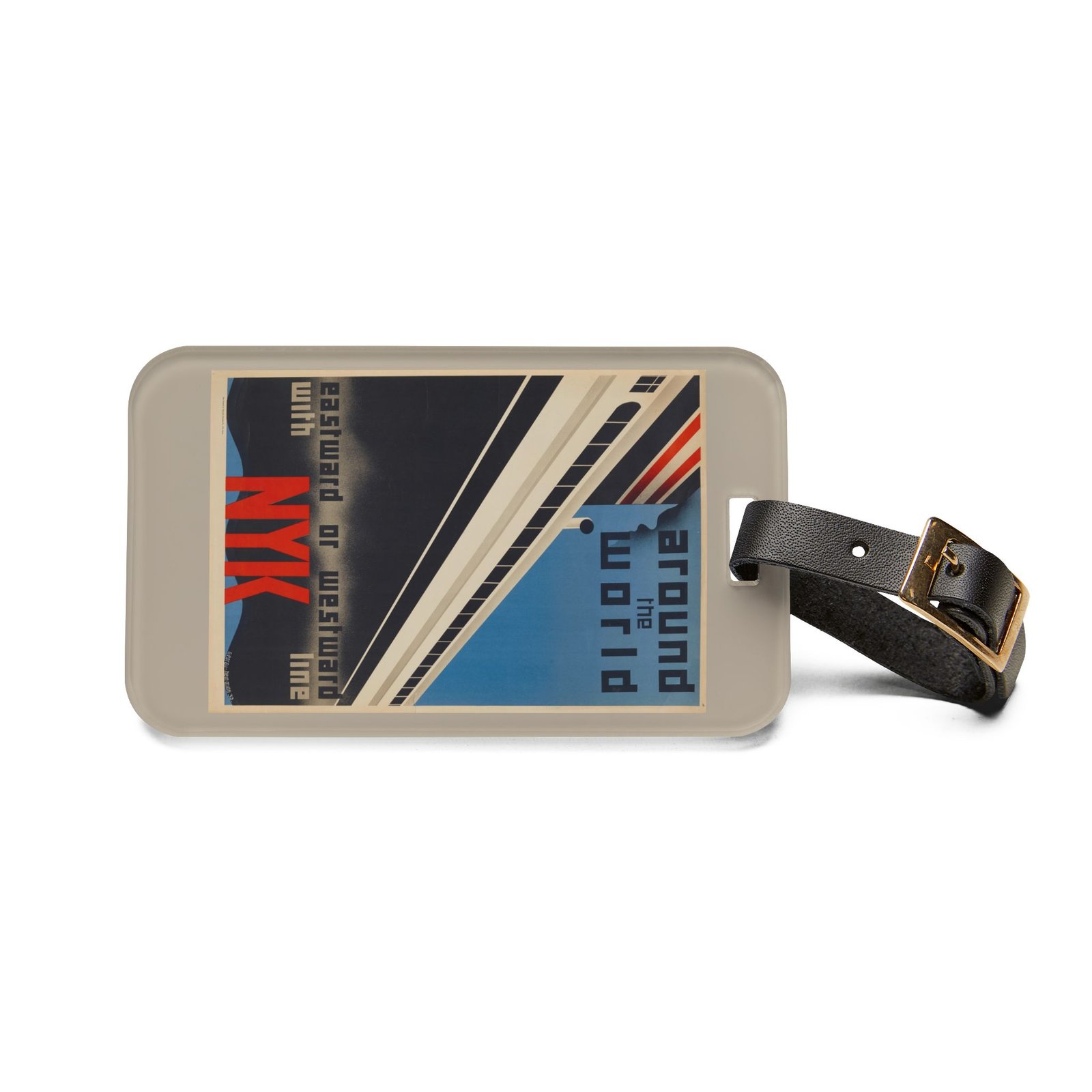 Vintage 'Around the World' NYK Luggage Tag – Retro Ocean Liner Travel ID - Image 2