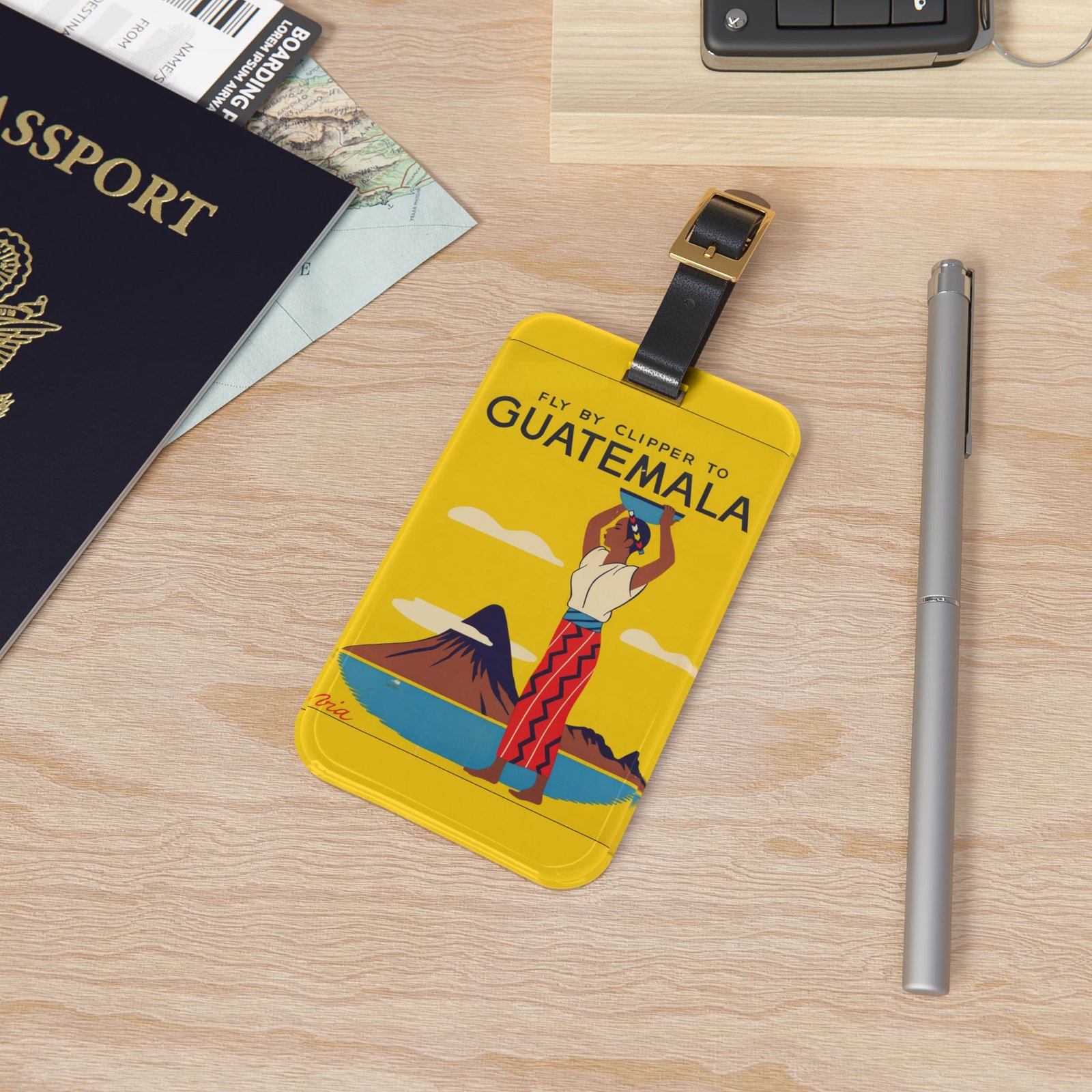 Guatemala Vintage Travel Luggage Tag — "Fly by Clipper to Guatemala" - Image 4