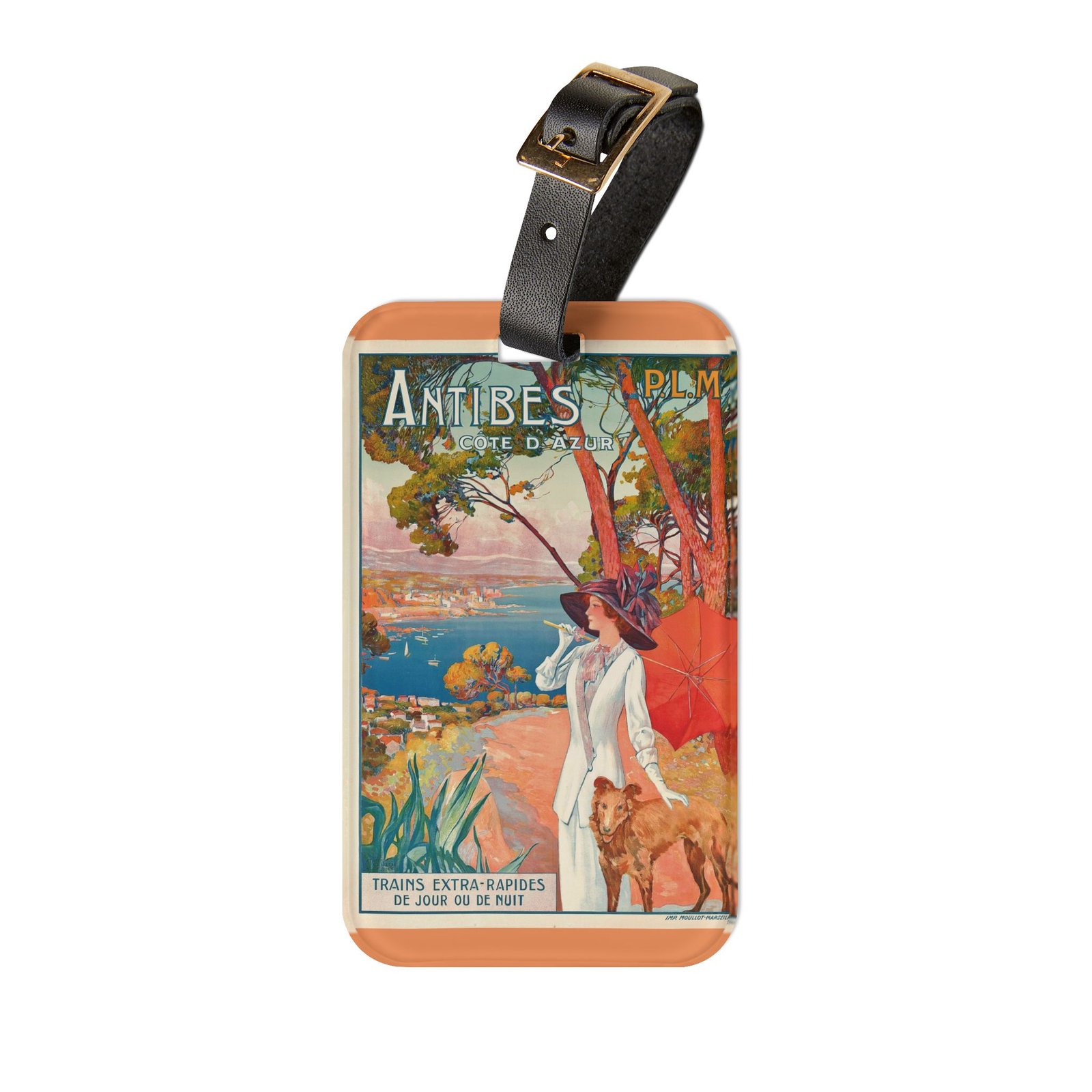 Vintage Antibes Travel Luggage Tag — Retro French Riviera Poster Design