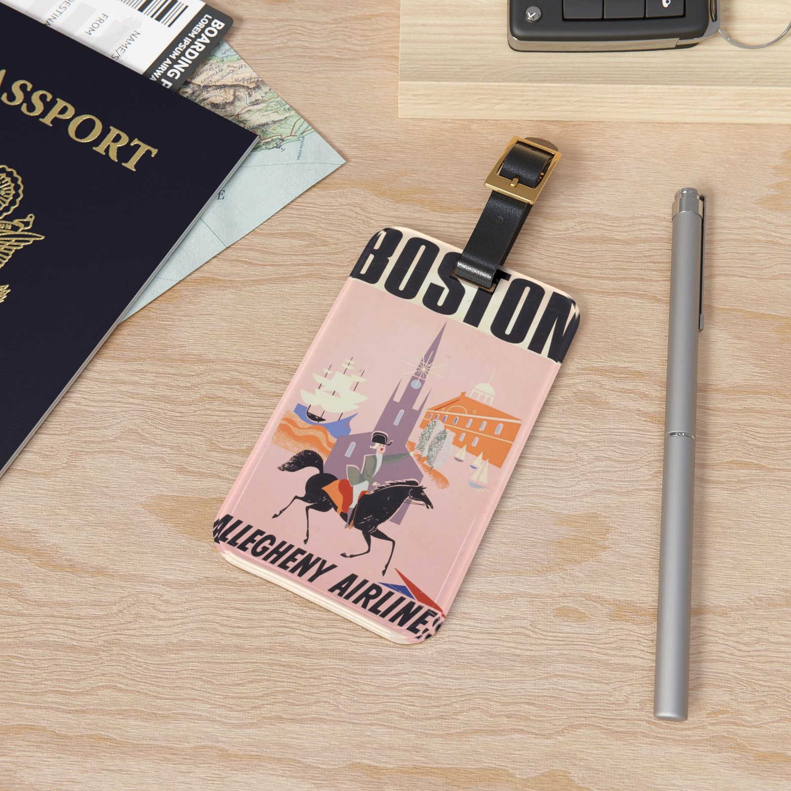 Boston Vintage Travel Luggage Tag — Allegheny Airlines Retro Poster Design - Image 4