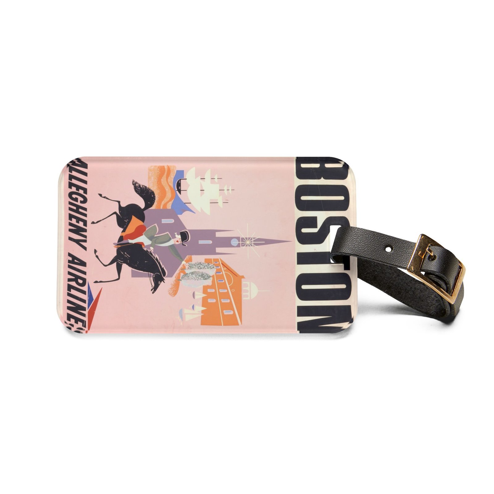 Boston Vintage Travel Luggage Tag — Allegheny Airlines Retro Poster Design - Image 2
