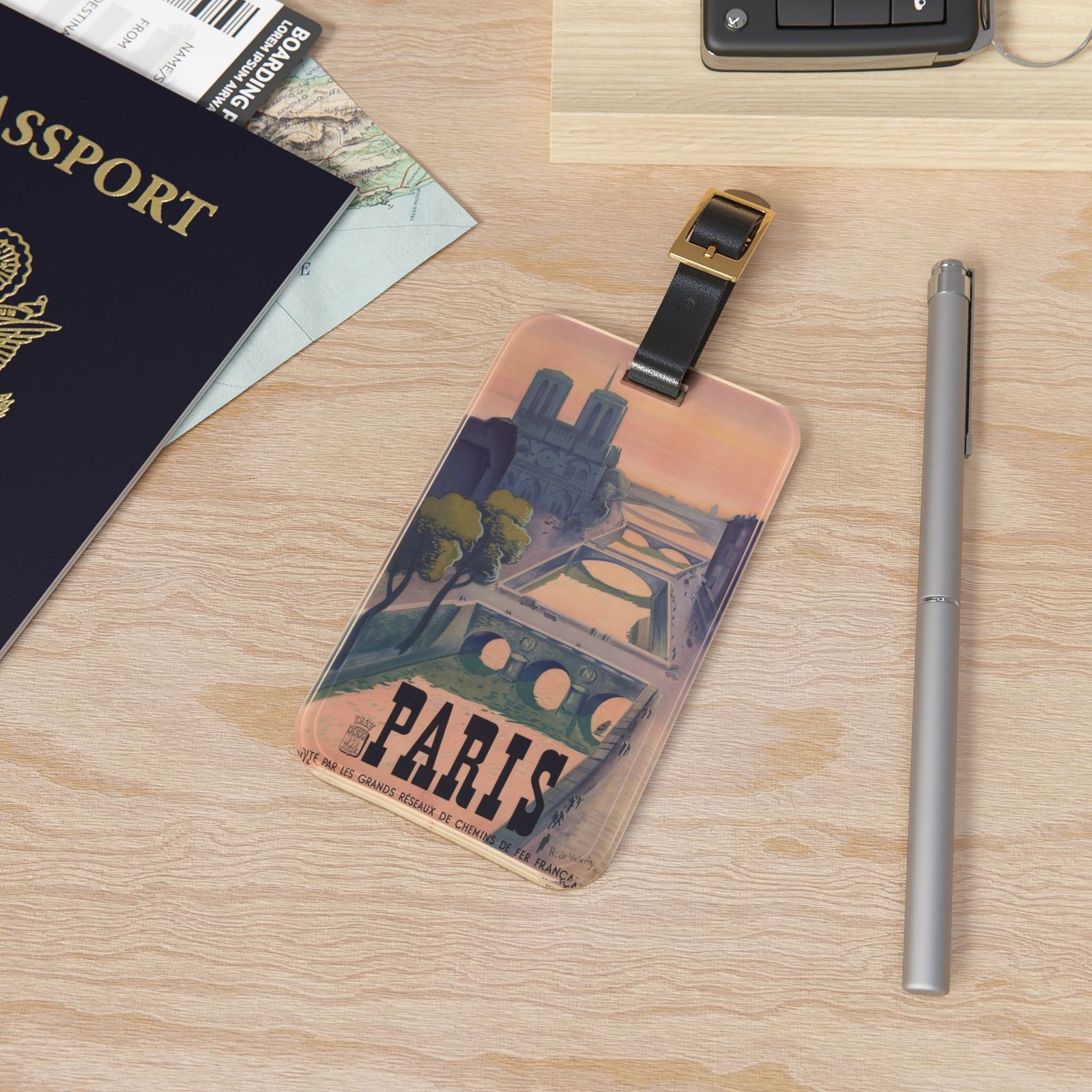 Paris Vintage Travel Luggage Tag – Retro Postcard Bag Identifier - Image 4