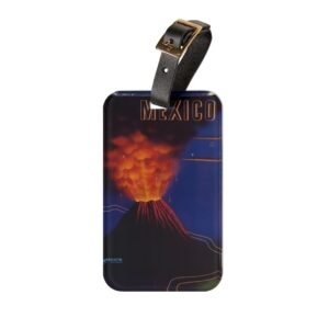 Luggage Tag — Mexico Volcano Vintage Travel Poster Design