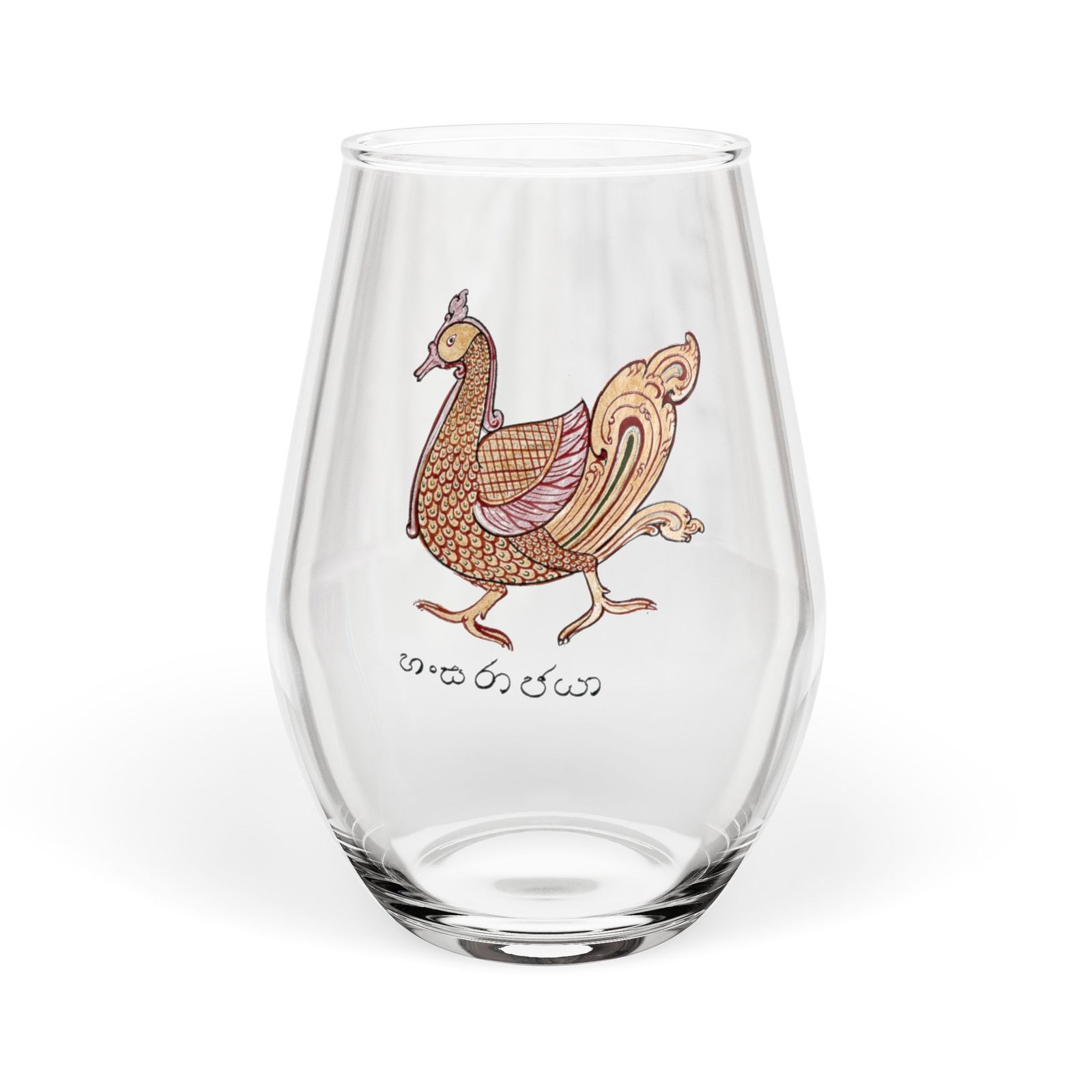 A Cock's Tail Stemless Wine Glass