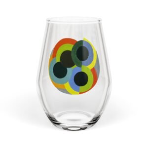 Abstract Colorful Circles Stemless Wine Glass — 11.75 oz Modern Art Drinkware