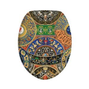Ornate Mosaic Bath Mat Set — 3-Piece Decorative Bathroom Rugs