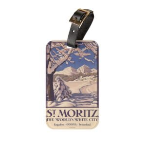 St. Moritz Vintage Ski Poster Luggage Tag — 'The World's White City' Travel ID