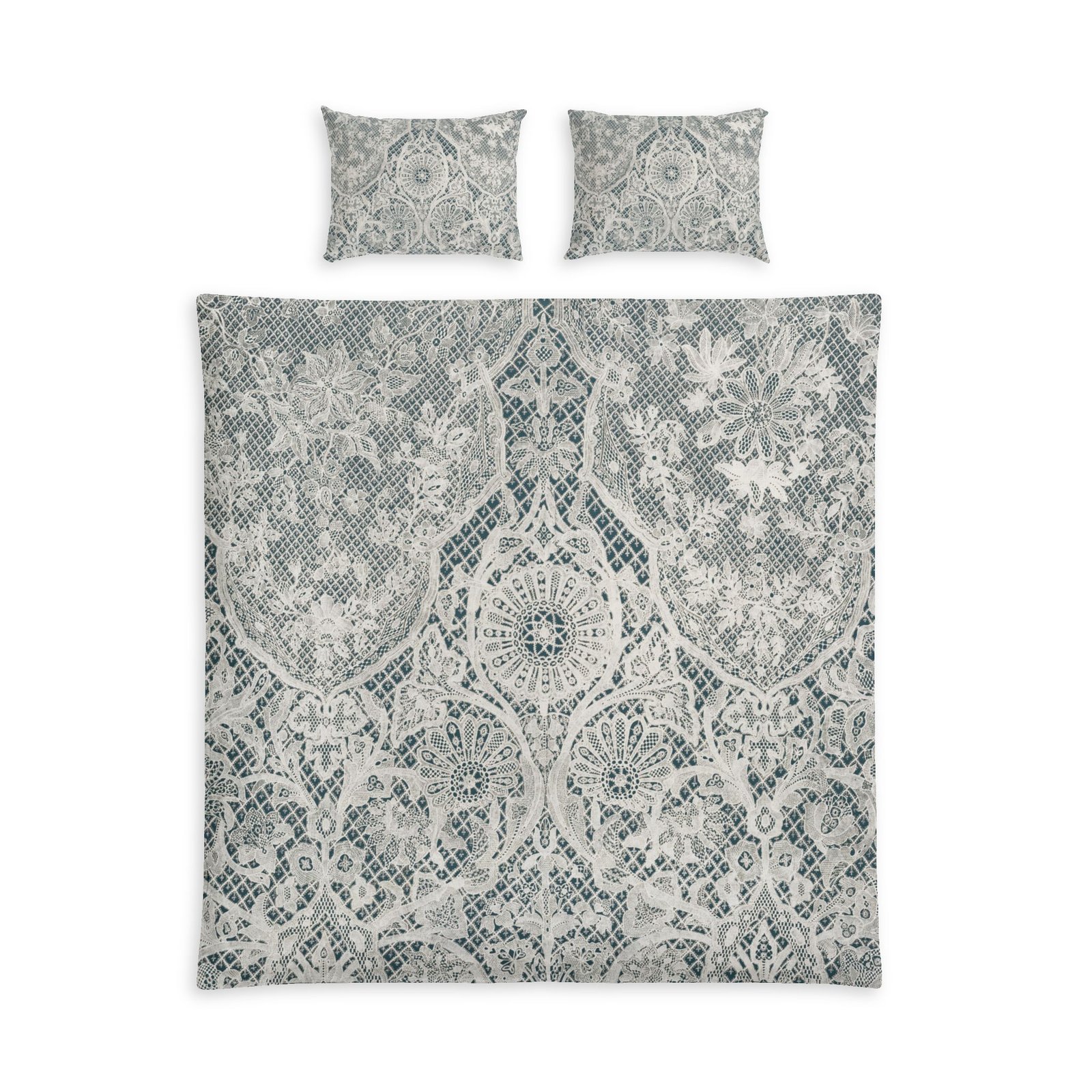 Boho Lace Medallion Cotton Bed Set – Vintage Floral Duvet Cover & Pillowcases
