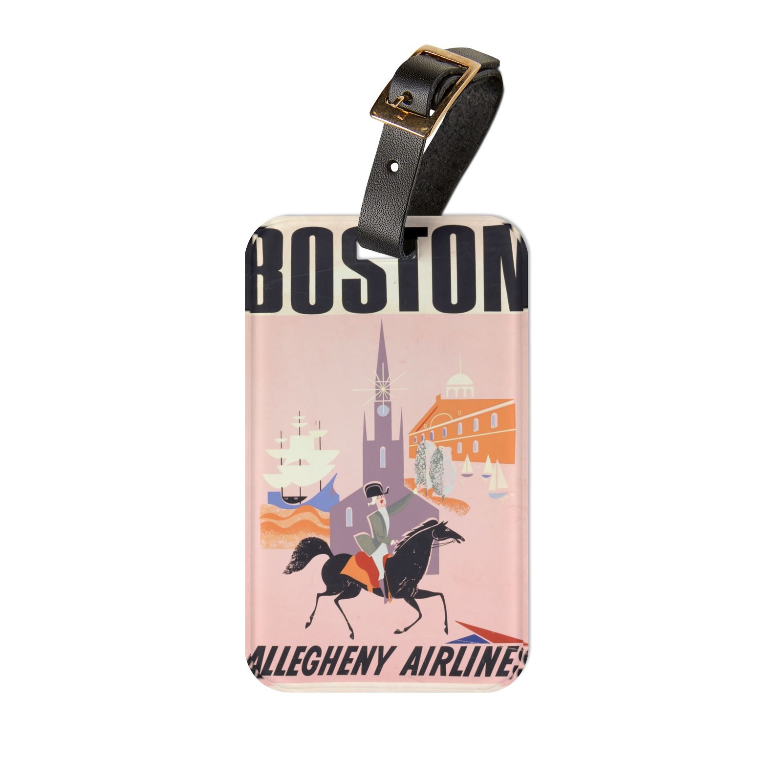 Boston Vintage Travel Luggage Tag — Allegheny Airlines Retro Poster Design