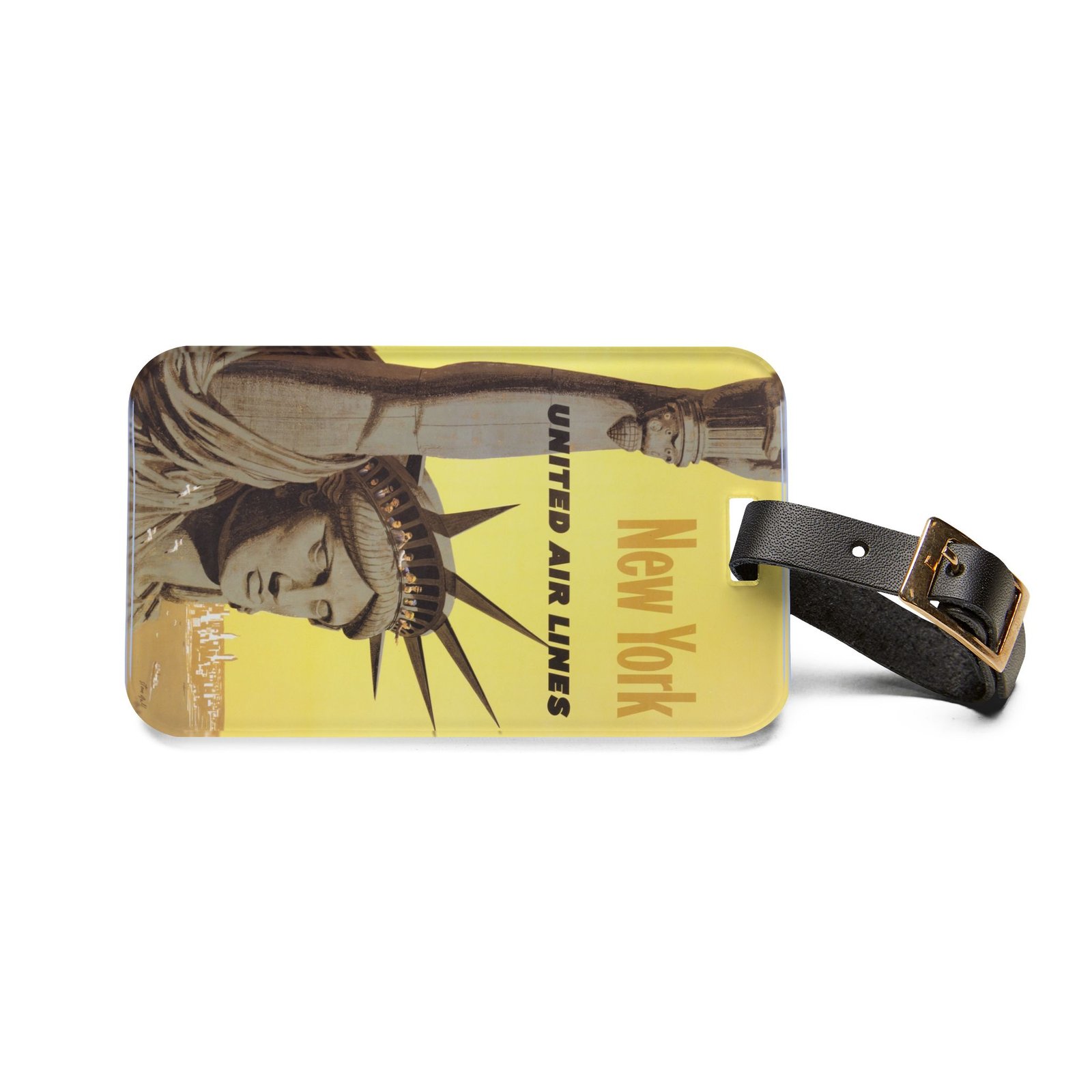 New York Statue of Liberty Luggage Tag – Vintage United Air Lines Travel ID - Image 2