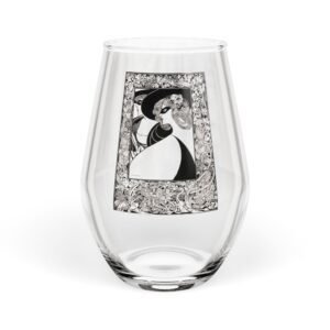 Two Masked Women Stemless Wine Glass