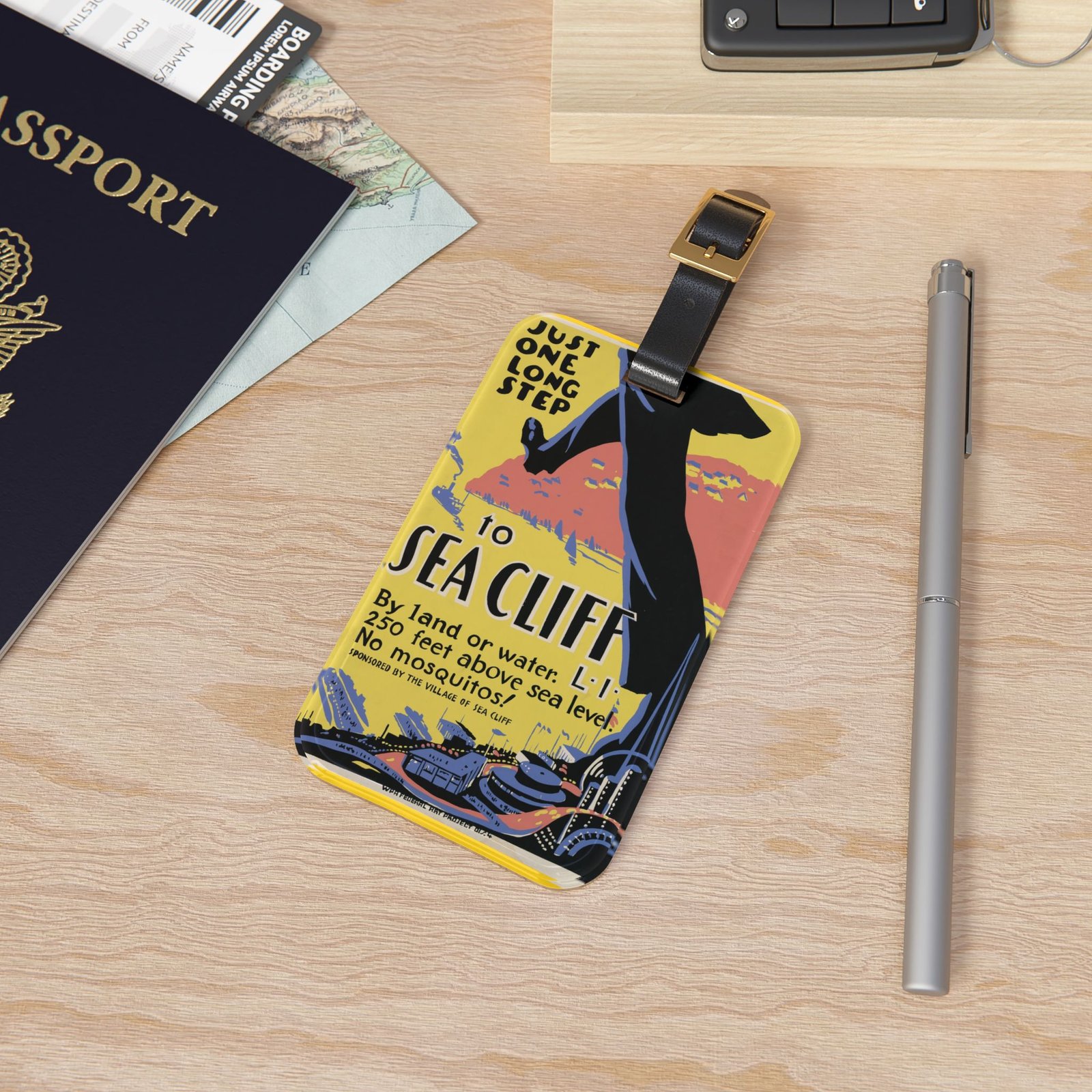 Vintage ‘Just One Long Step to Sea Cliff’ Luggage Tag - Image 4