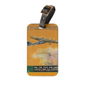 Vintage USSR Airliner Luggage Tag — Retro Travel Poster Design