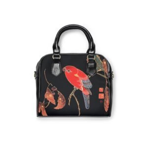 Bird Print Shoulder Handbag — Vintage Floral Parrot Design Tote