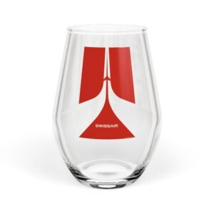 Swissair Retro Logo Stemless Wine Glass — 11.75oz