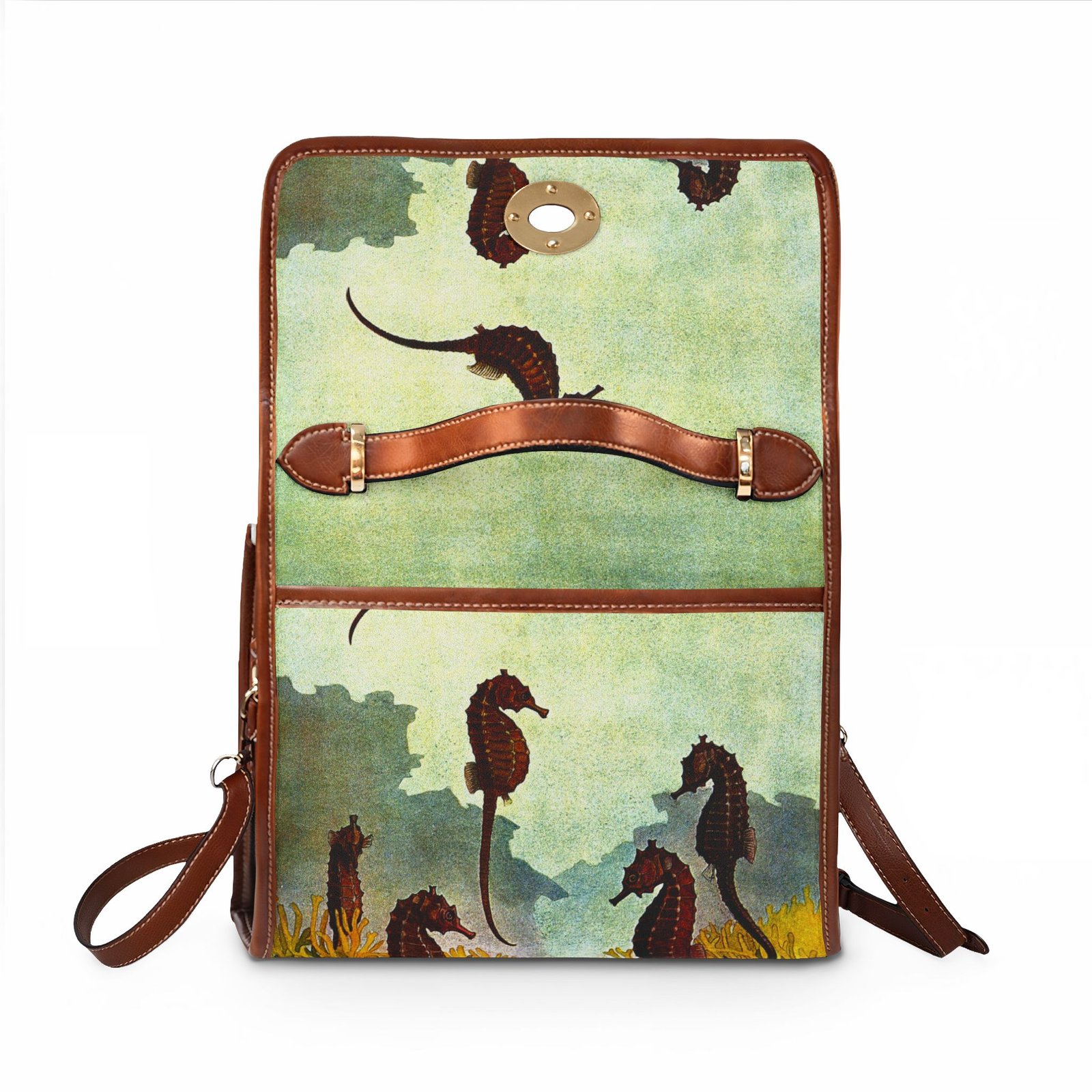 Seahorse Watercolor Canvas Bag — Waterproof Sea Life Handbag - Image 2