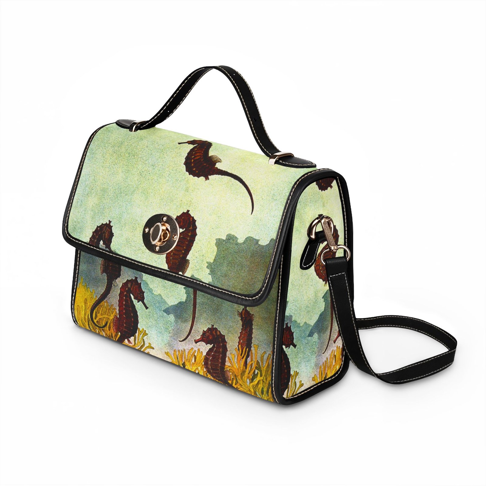 Seahorse Watercolor Canvas Bag — Waterproof Sea Life Handbag - Image 7