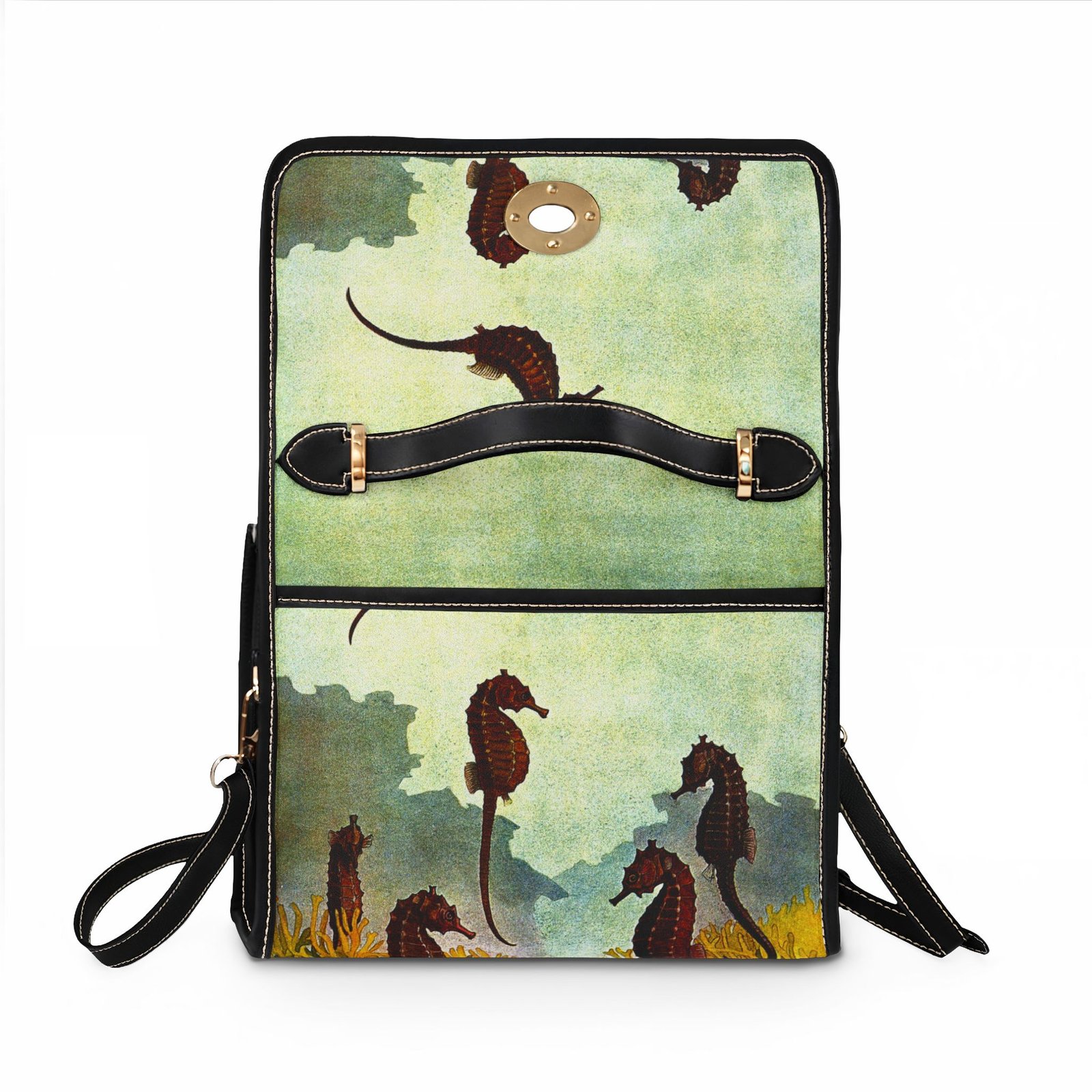 Seahorse Watercolor Canvas Bag — Waterproof Sea Life Handbag - Image 6