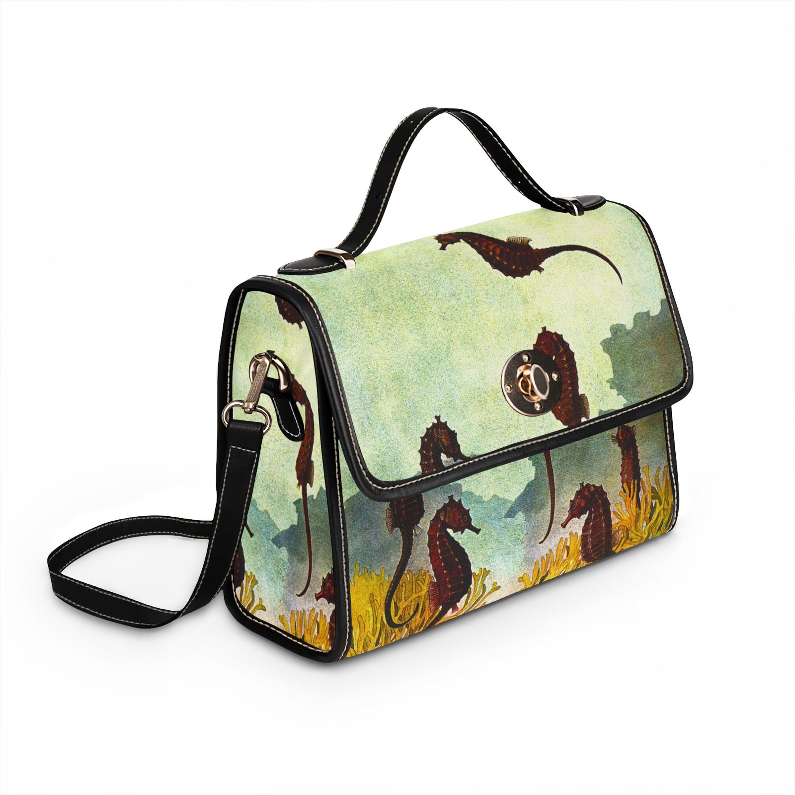 Seahorse Watercolor Canvas Bag — Waterproof Sea Life Handbag - Image 8