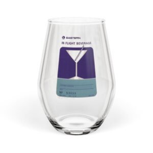 Eastern Airlines Stemless Wine Glass – Travel Ticket Martini Design, 11.75oz
