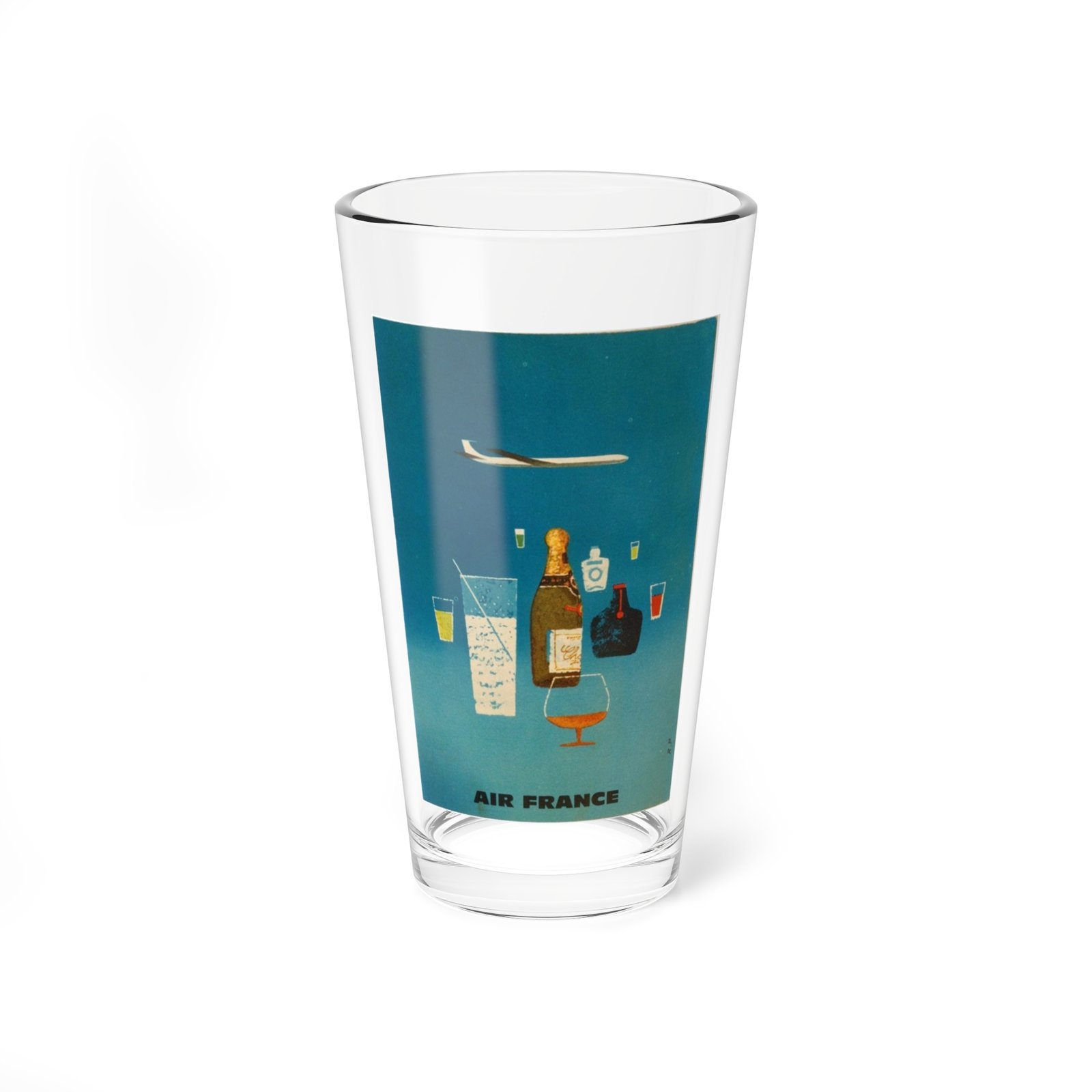 Air France Cocktail Mixing Glass — 16oz Vintage Travel Bar Glass