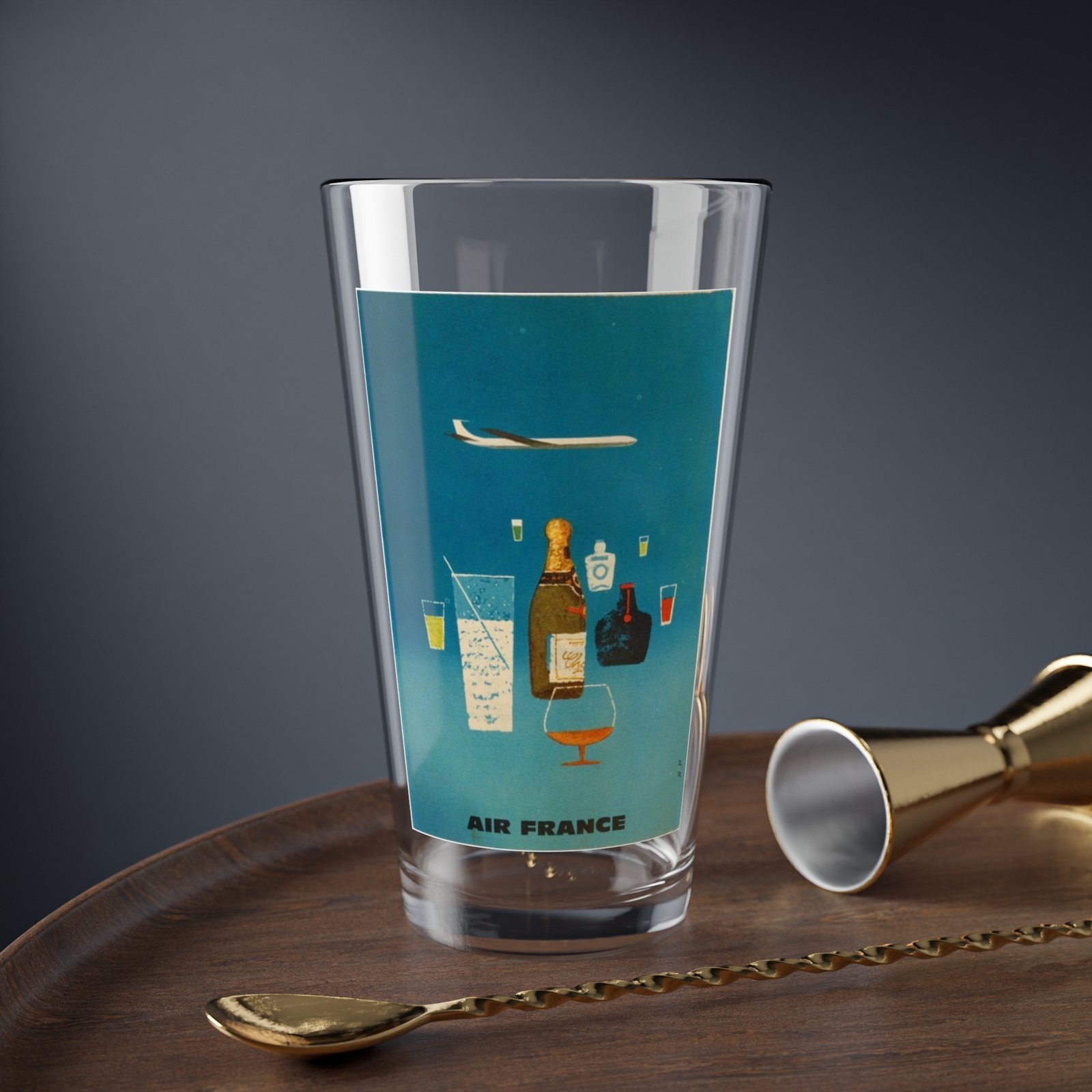Air France Cocktail Mixing Glass — 16oz Vintage Travel Bar Glass - Image 3